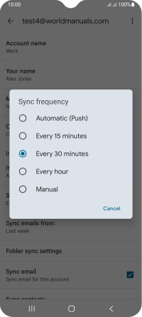Press the required setting.