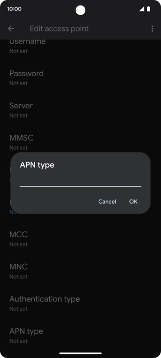 Key in default and press OK.