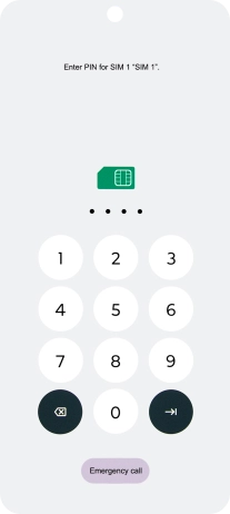 If your SIM is locked, key in your PIN and press arrow right. If your SIM is locked, key in your PIN and press arrow right.