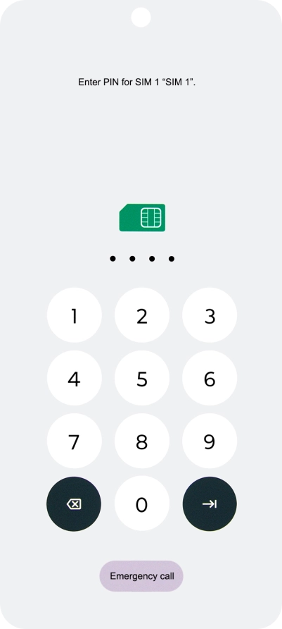 If your SIM is locked, key in your PIN and press arrow right. If your SIM is locked, key in your PIN and press arrow right.