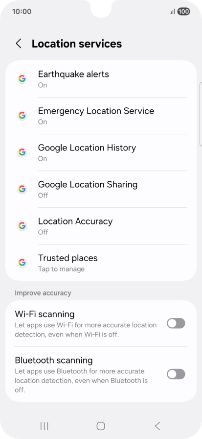 Press Location Accuracy.