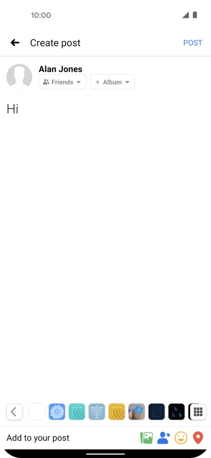 Write the required text and press POST. Write the required text and press POST.