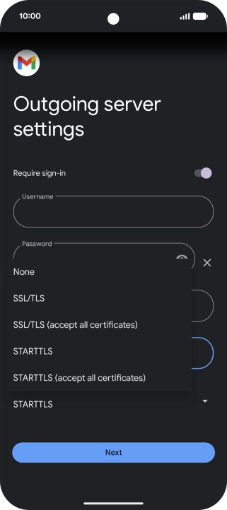 Press SSL/TLS. Press SSL/TLS.