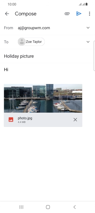Press the send icon when you've finished your email message.