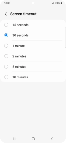 Press the required setting.