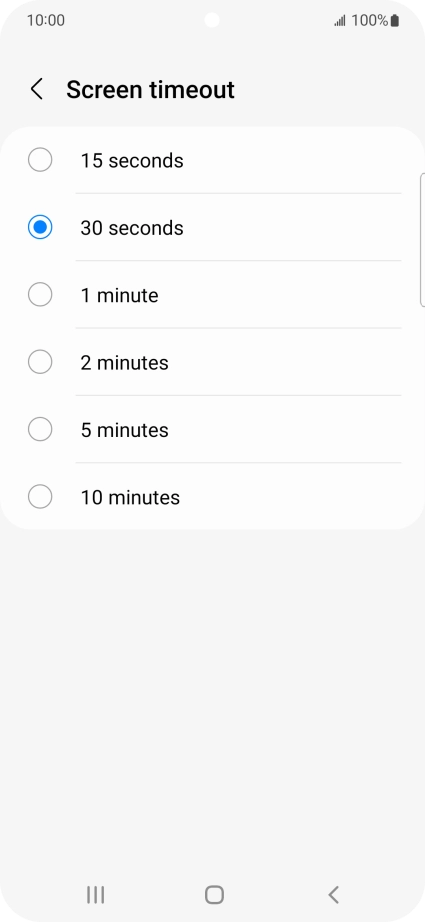 Press the required setting.
