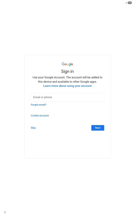 Press Email or phone and key in the username for your Google account. Press Email or phone and key in the username for your Google account.