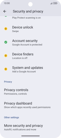 Press More security and privacy.