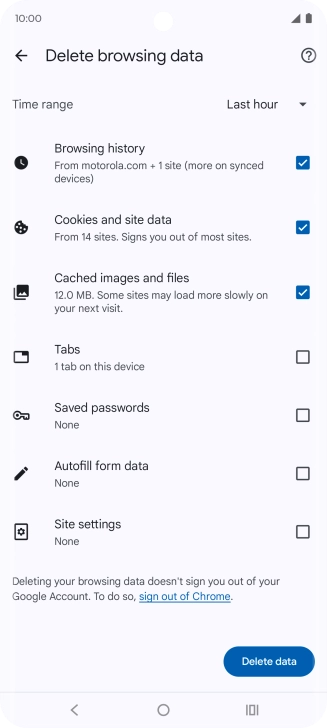 Press Delete data. Press Delete data.
