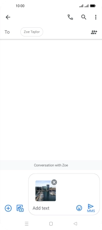 Press the text input field and write the text for your picture message. Press the text input field and write the text for your picture message.