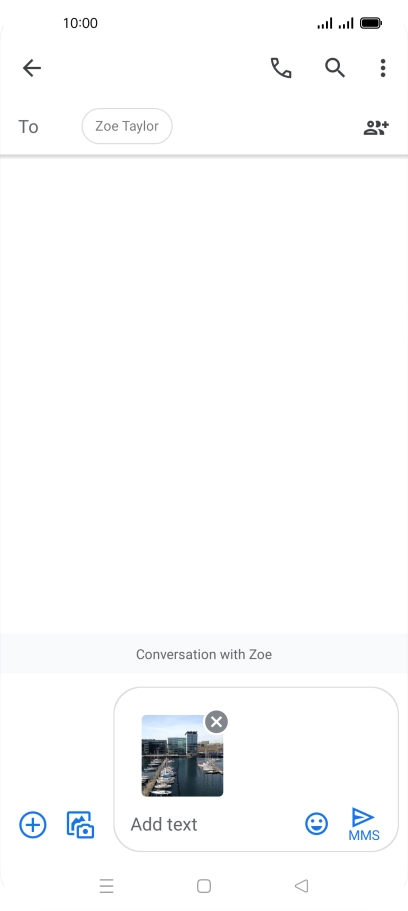 Press the text input field and write the text for your picture message. Press the text input field and write the text for your picture message.
