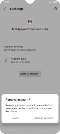 Press REMOVE ACCOUNT. Press REMOVE ACCOUNT.