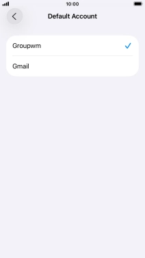 Press the required email account to select the email account as your default account. Press the required email account to select the email account as your default account.