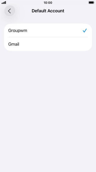 Press the required email account to select the email account as your default account. Press the required email account to select the email account as your default account.