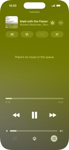 Press the shuffle icon to turn the function on or off.