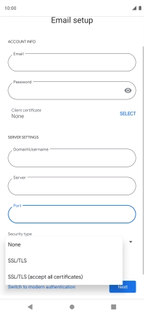 Press the required setting.