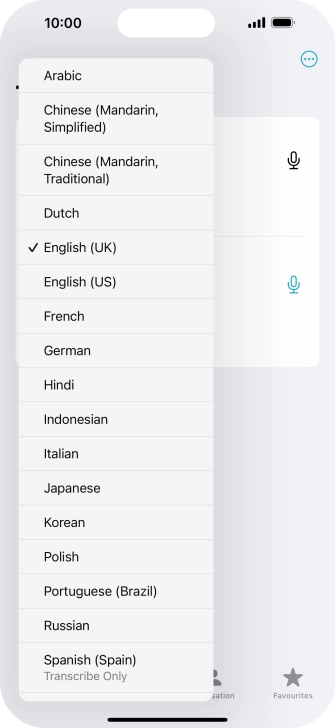 Press the required source language. Press the required source language.