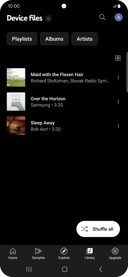Press the required audio file.