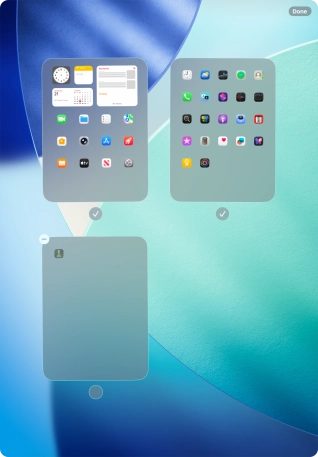 Press the delete icon next to the required home screen page. Press the delete icon next to the required home screen page.