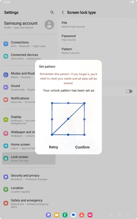 Repeat the selected lock code and press Confirm. Repeat the selected lock code and press Confirm.