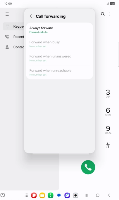 Press the required divert type.