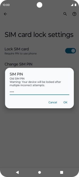 Key in your current PIN and press OK. Key in your current PIN and press OK.