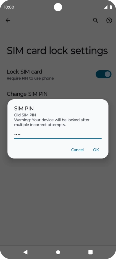 Key in your current PIN and press OK. Key in your current PIN and press OK.