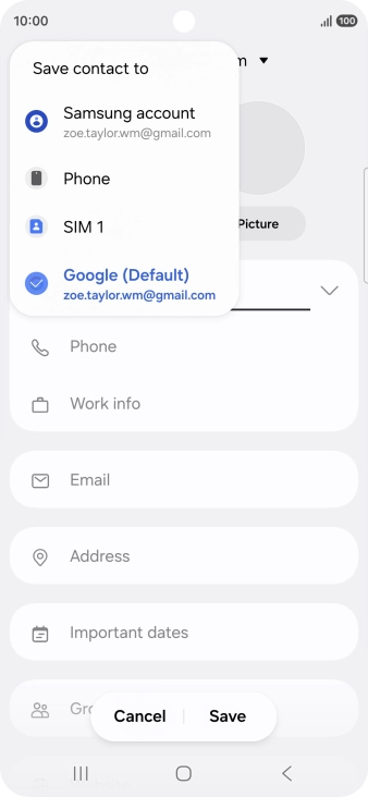 Press the required Google account. Press the required Google account.
