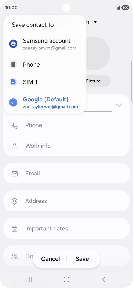 Press the required Google account. Press the required Google account.