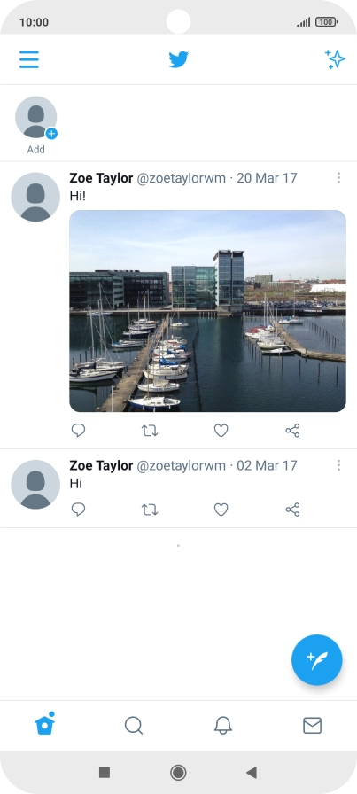 Press the new tweet icon. Press the new tweet icon.