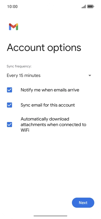 If this screen is displayed, you email account has been recognised and set up automatically. Follow the instructions on the screen to key in more information and finish setting up your email account.