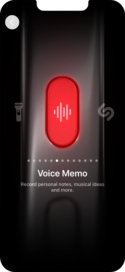 Slide your finger right or left on the screen to select the required function.