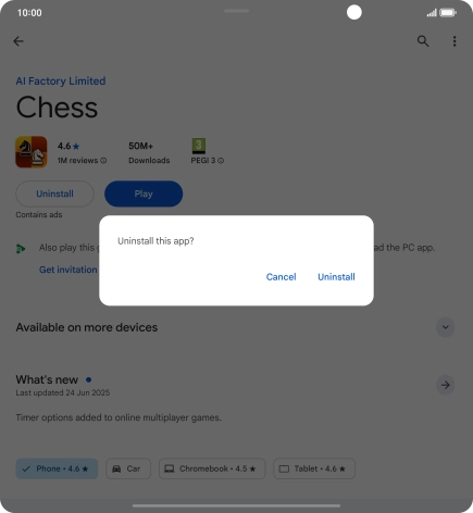 Press Uninstall.