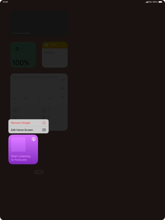 Press the required widget. Press the required widget.