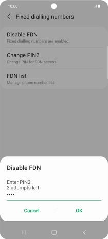 Key in your PIN2 and press OK. The default PIN2 is 1111.