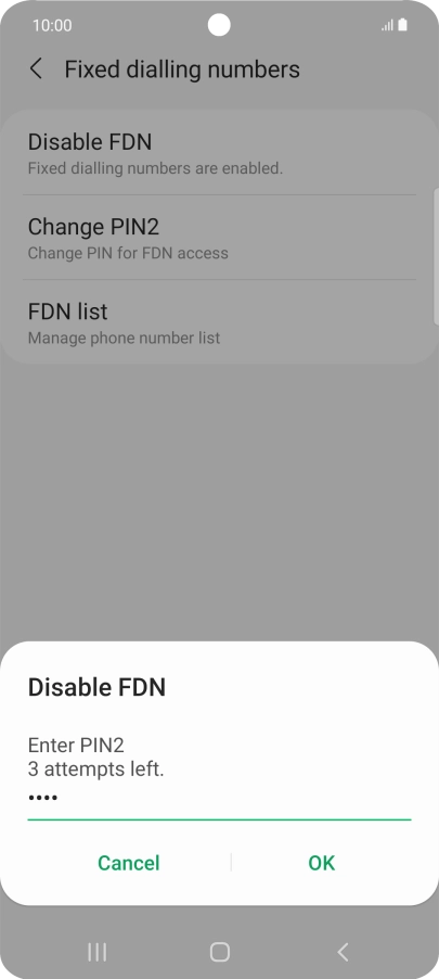 Key in your PIN2 and press OK. The default PIN2 is 1111.