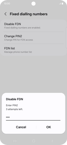 Key in your PIN2 and press OK. The default PIN2 is 1111.