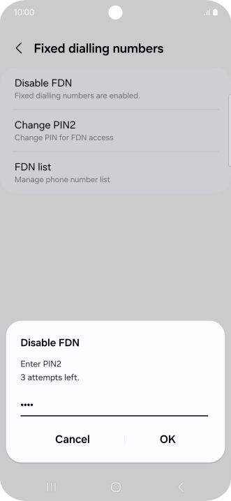 Key in your PIN2 and press OK. The default PIN2 is 1111.