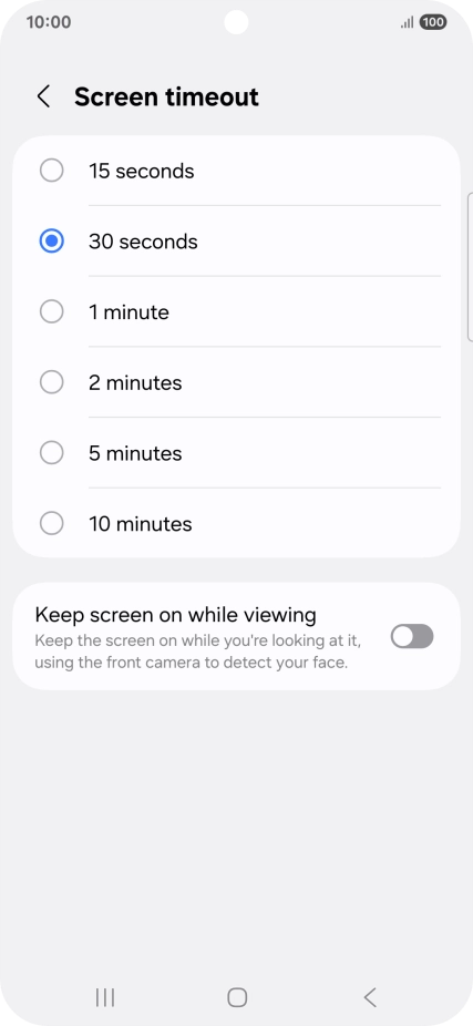 Press the required setting. Press the required setting.