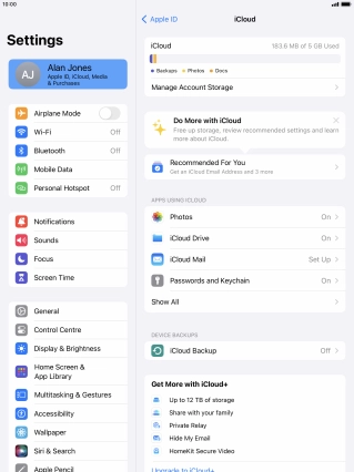 Press iCloud Backup. Press iCloud Backup.