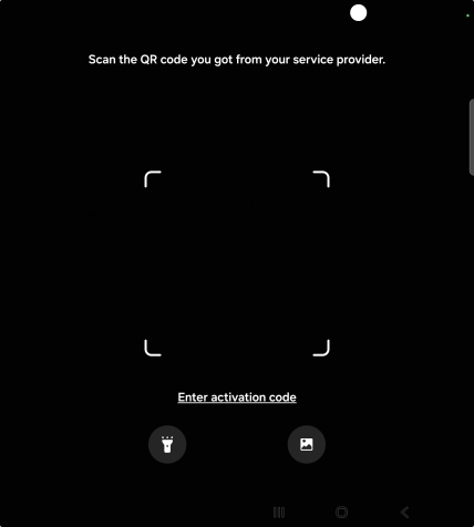 Place the QR code you've received inside the phone camera frame to scan the code. If you’ve deleted your eSIM, you can re-add it using your existing QR code. If you’re having problems, see our FAQ.