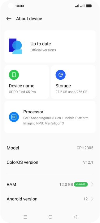 Your phone's software version is displayed below Android version.
