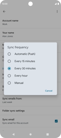 Press the required setting.