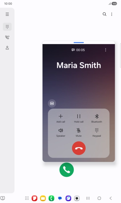 Press the end call icon.
