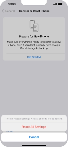 Press Reset All Settings. Press Reset All Settings.