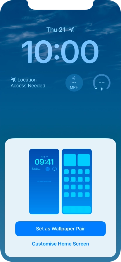 To use the same colour theme on the home screen, press Set as Wallpaper Pair. To use the same colour theme on the home screen, press Set as Wallpaper Pair.