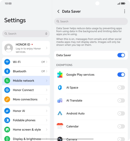 Press the indicators next to the required apps to turn the function on or off. Press the indicators next to the required apps to turn the function on or off.