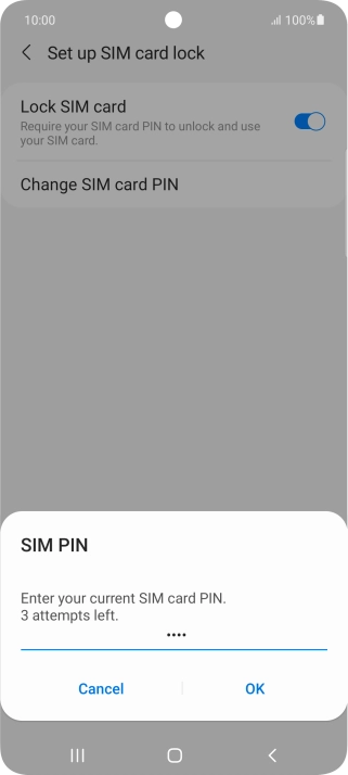 Key in your current PIN and press OK. Key in your current PIN and press OK.
