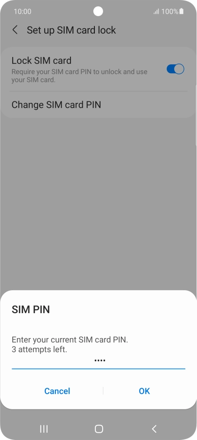Key in your current PIN and press OK. Key in your current PIN and press OK.
