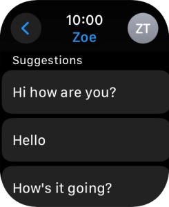 Press the required quick reply. Press the required quick reply.